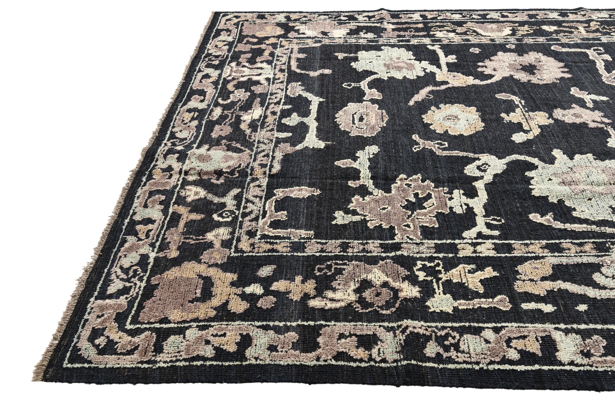 9' 5 x 12' 2 Hand Knotted Oushak Wool Rug