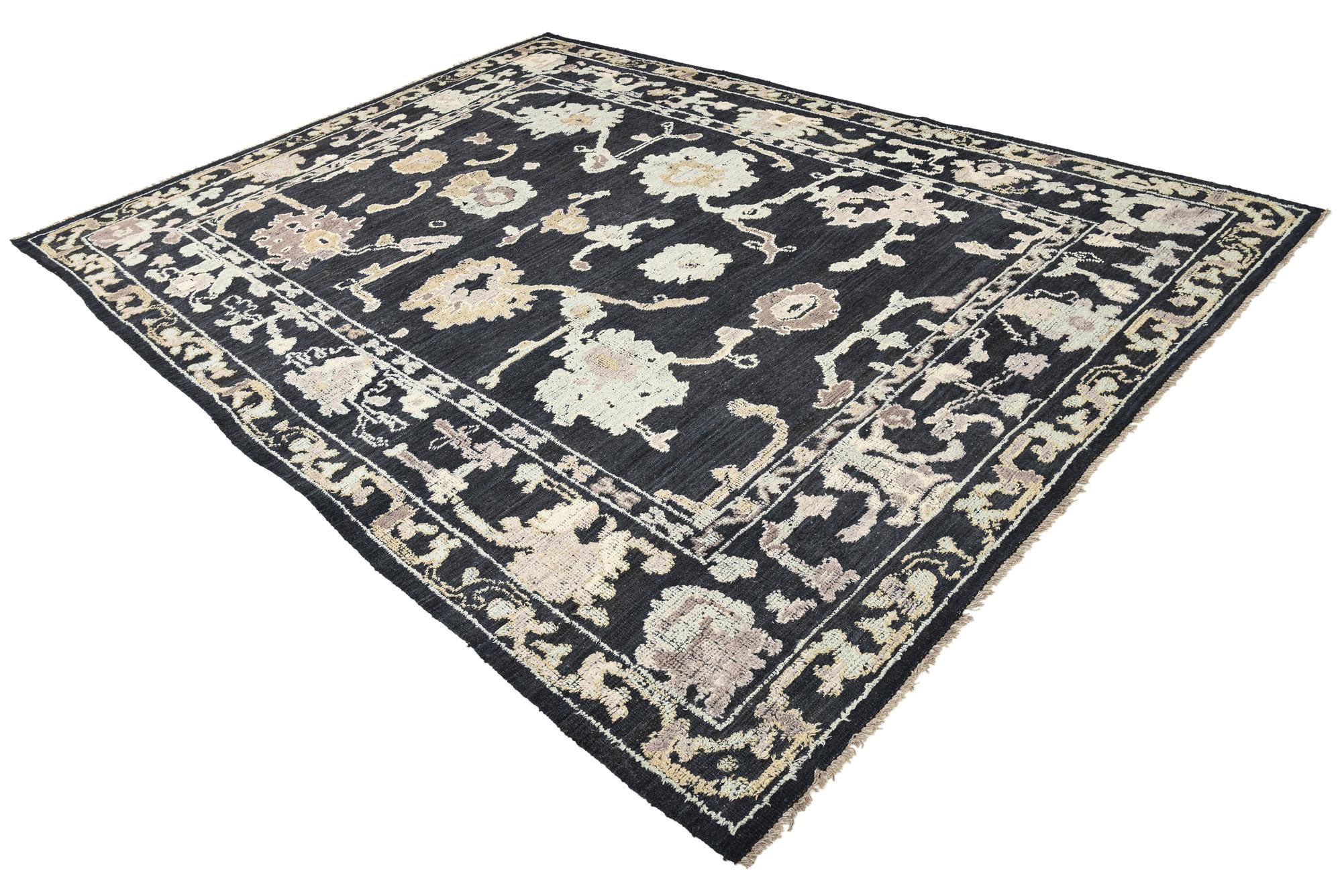 9' 3 x 12' 8 Hand Knotted Oushak Wool Rug