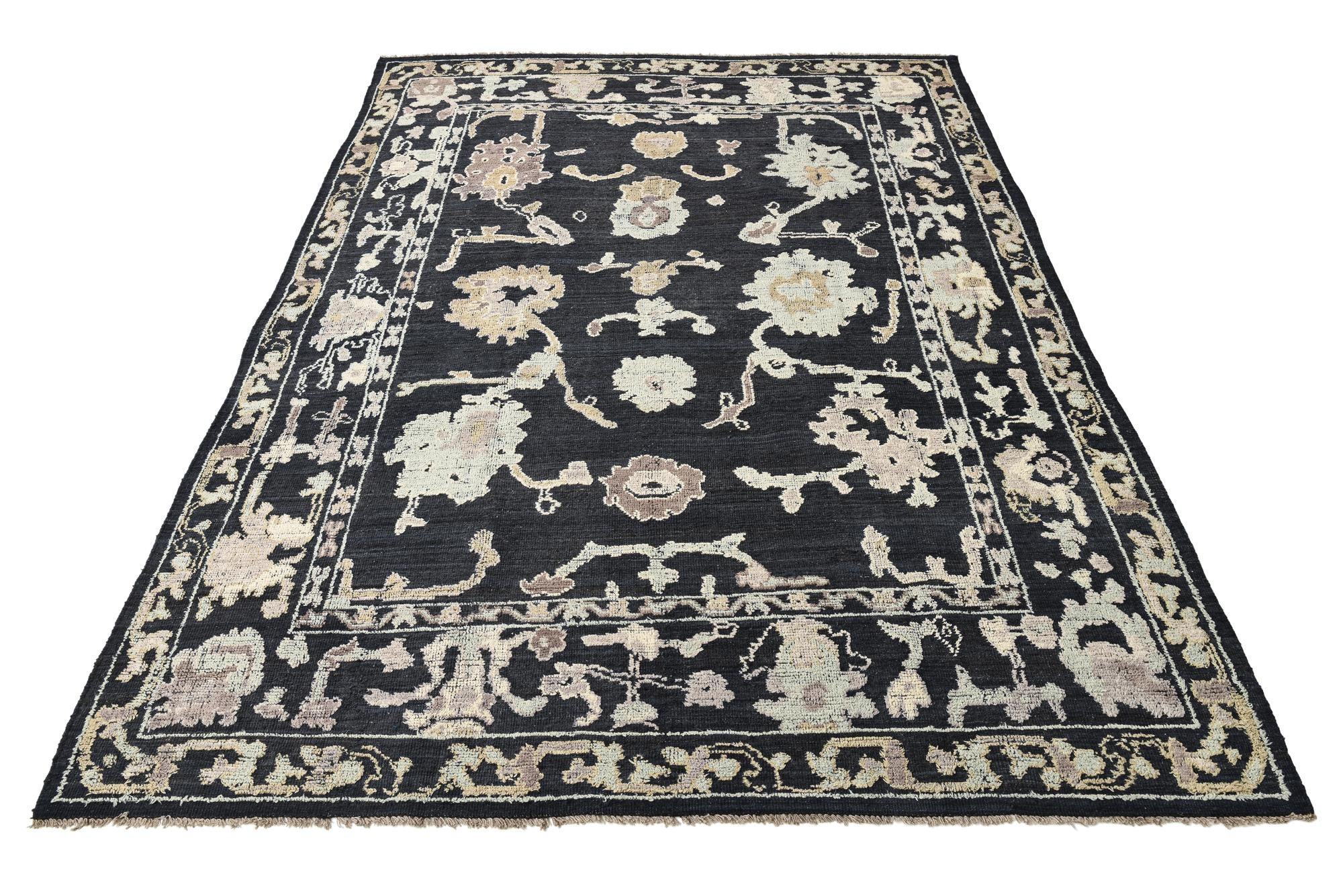 9' 3 x 12' 8 Hand Knotted Oushak Wool Rug