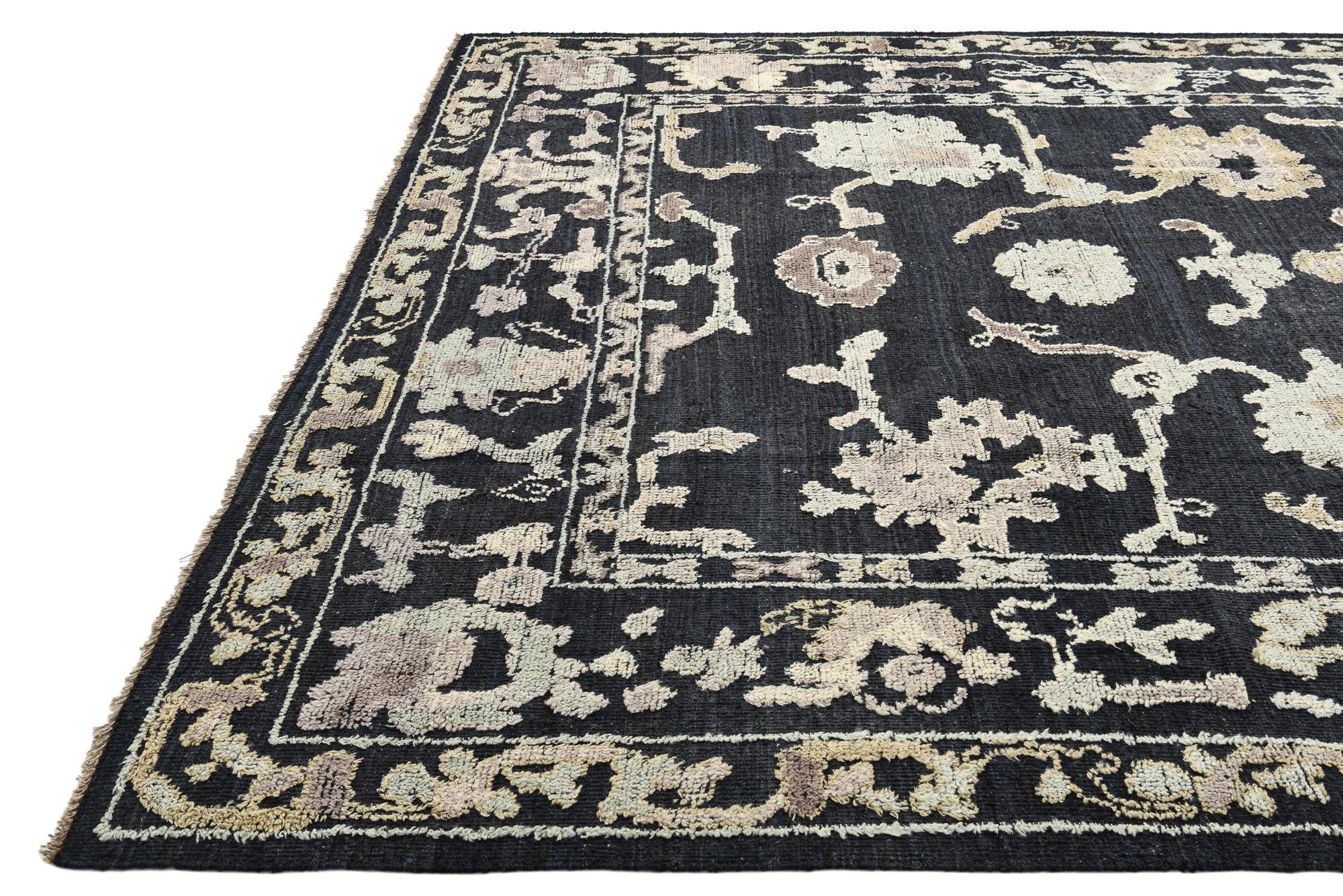 9' 3 x 12' 8 Hand Knotted Oushak Wool Rug