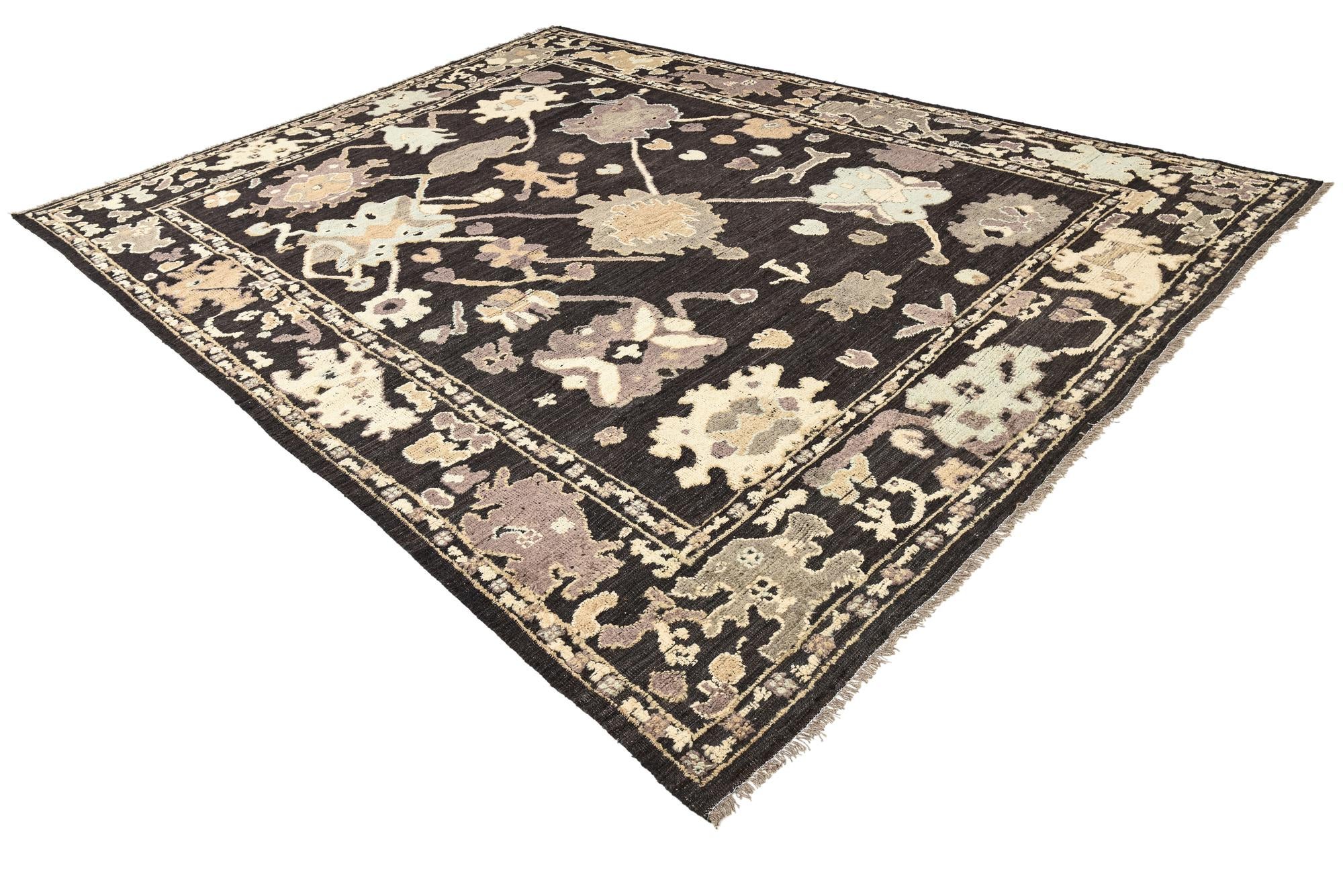 10' 5 x 14' Hand Knotted Oushak Wool Rug