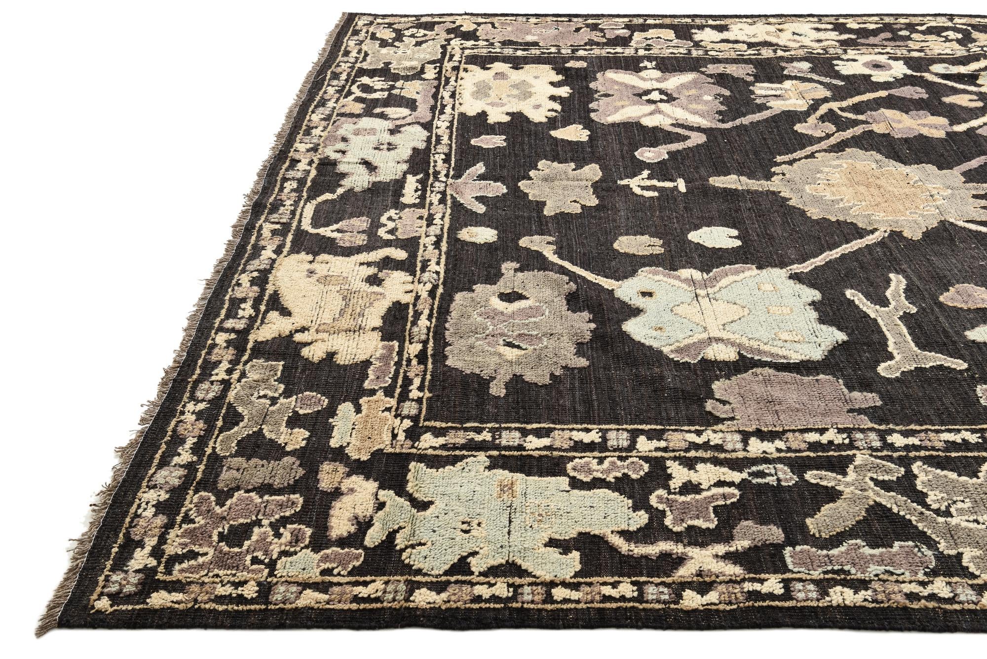 10' 5 x 14' Hand Knotted Oushak Wool Rug