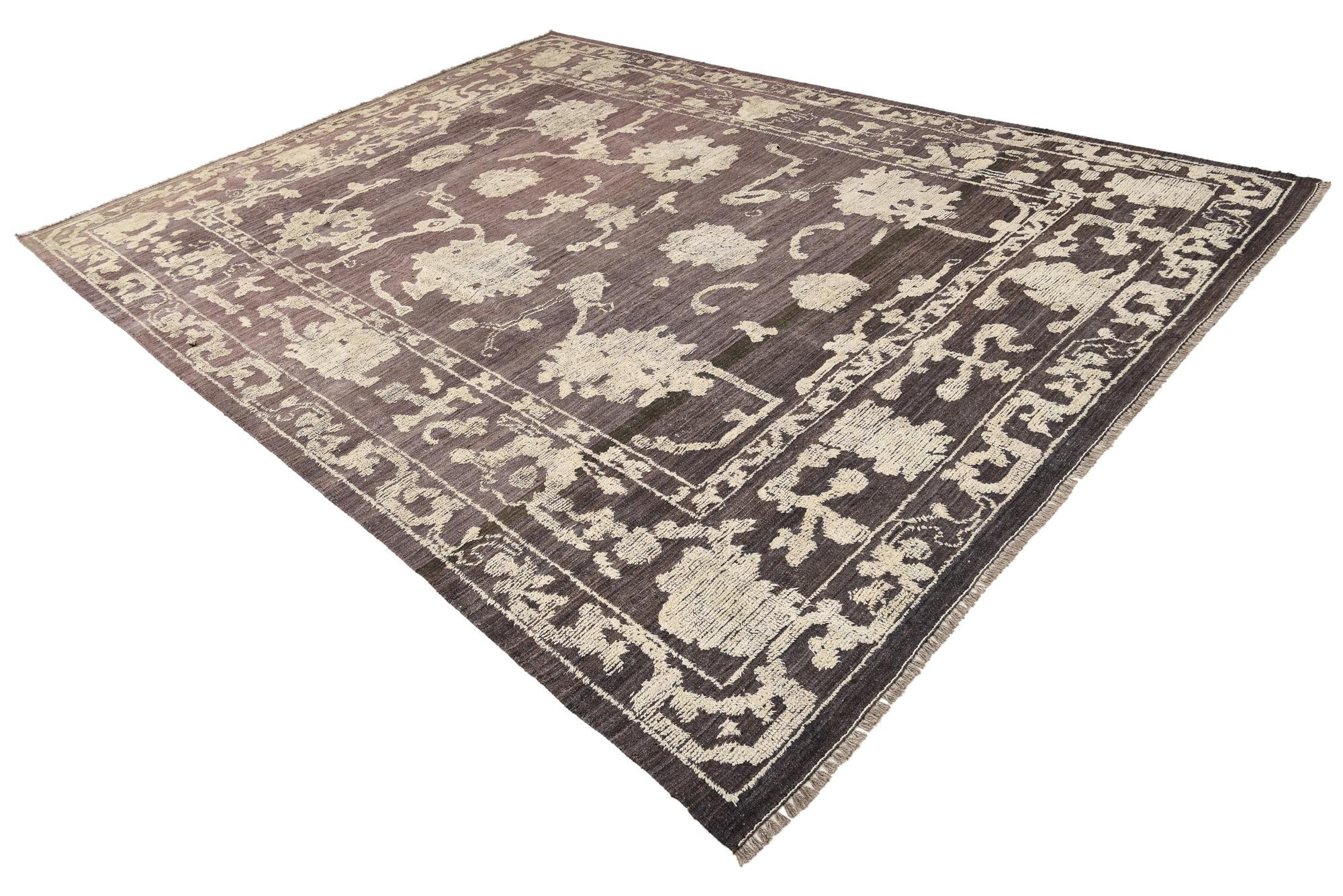 9' 1 x 12' 4 Hand Knotted Oushak Wool Rug