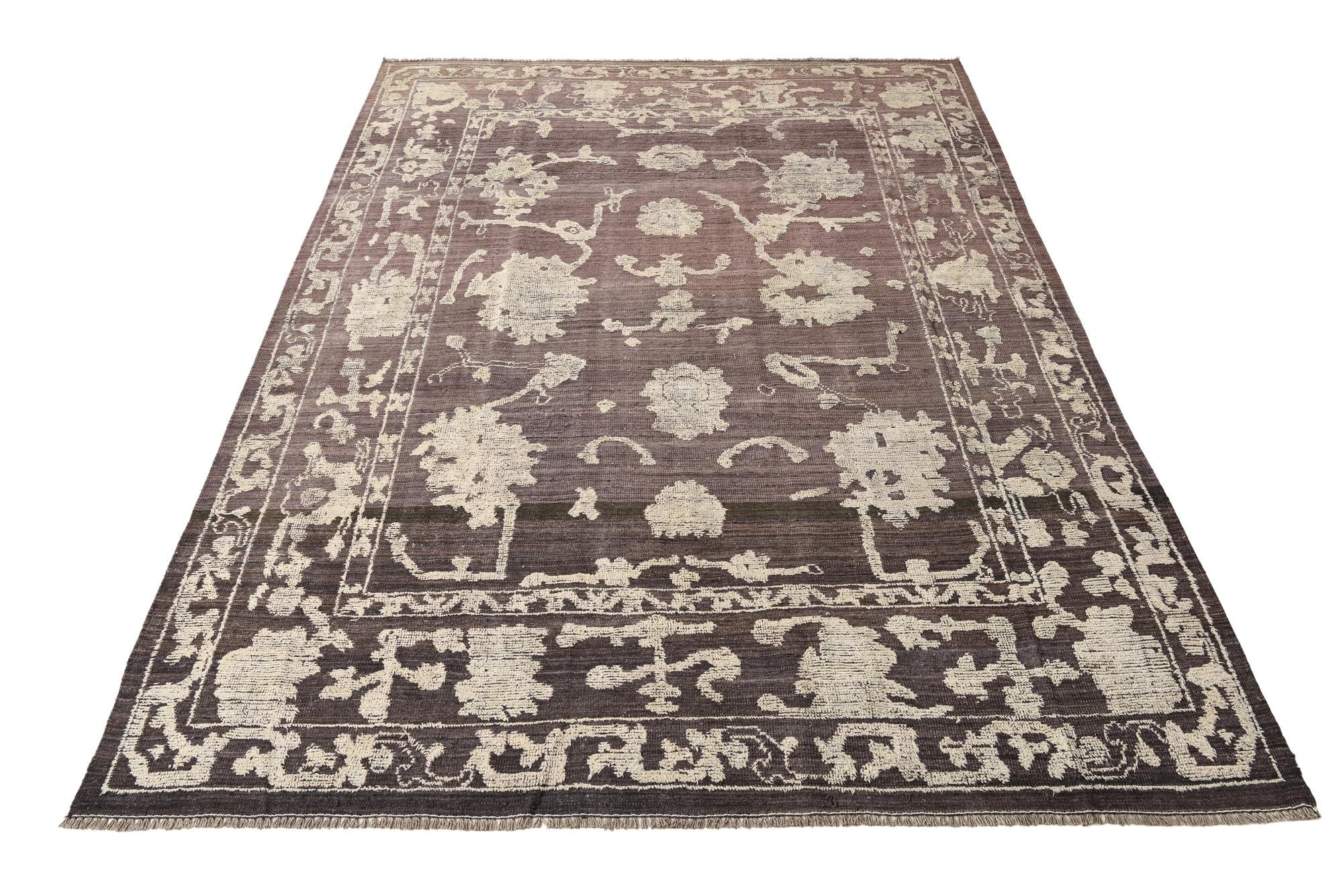 9' 1 x 12' 4 Hand Knotted Oushak Wool Rug