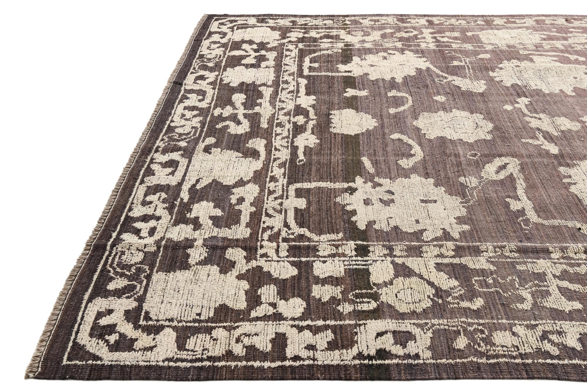 9' 1 x 12' 4 Hand Knotted Oushak Wool Rug