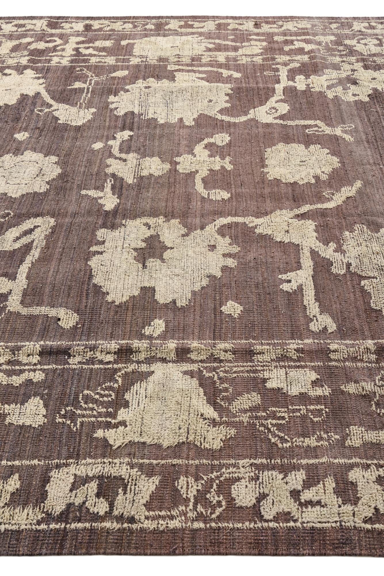 9' 1 x 12' 4 Hand Knotted Oushak Wool Rug