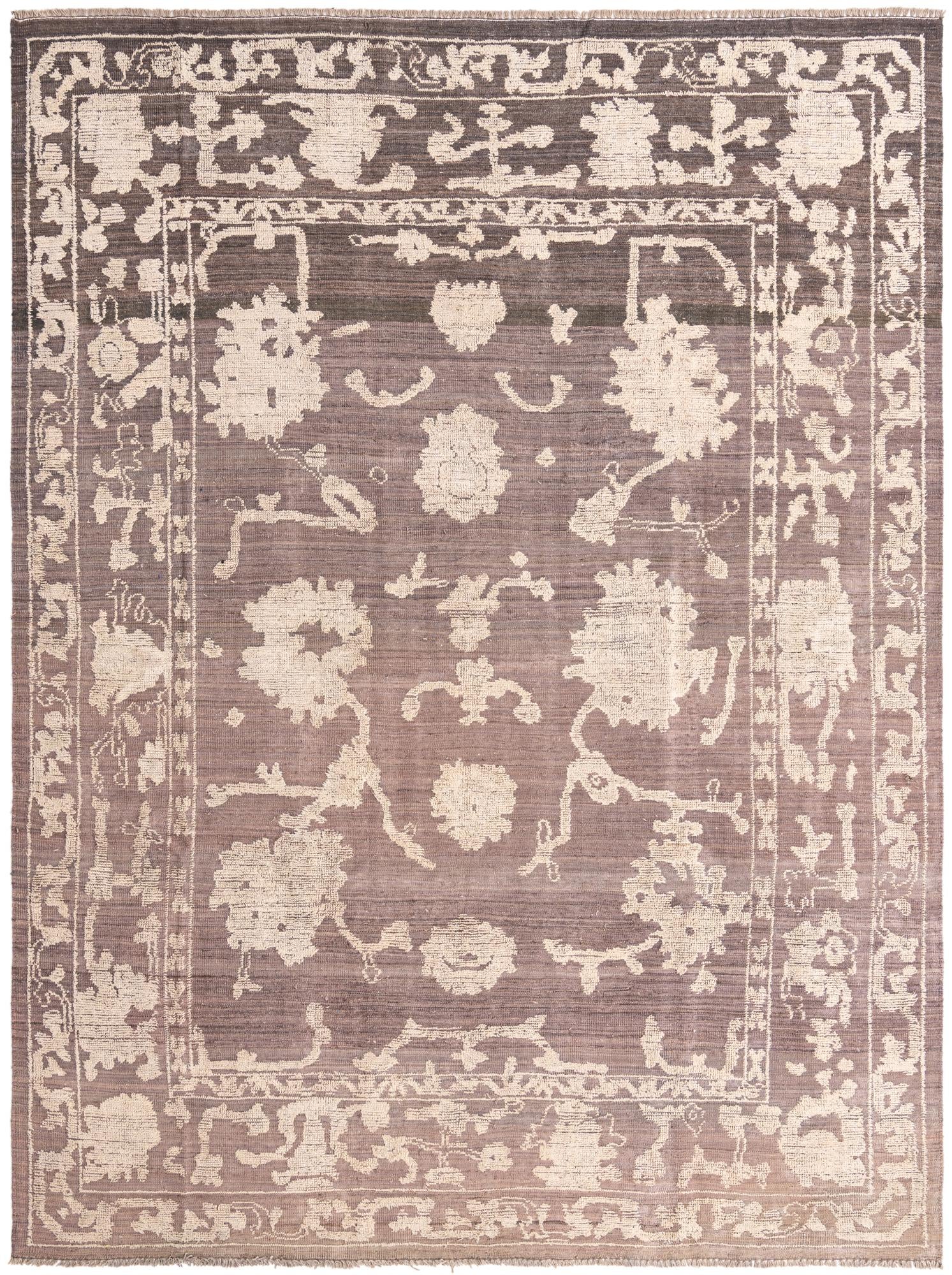 9' 1 x 12' 4 Hand Knotted Oushak Wool Rug
