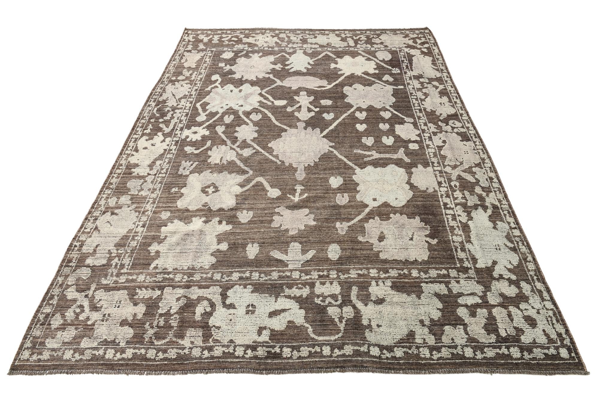 10' 2 x 14' Hand Knotted Oushak Wool Rug