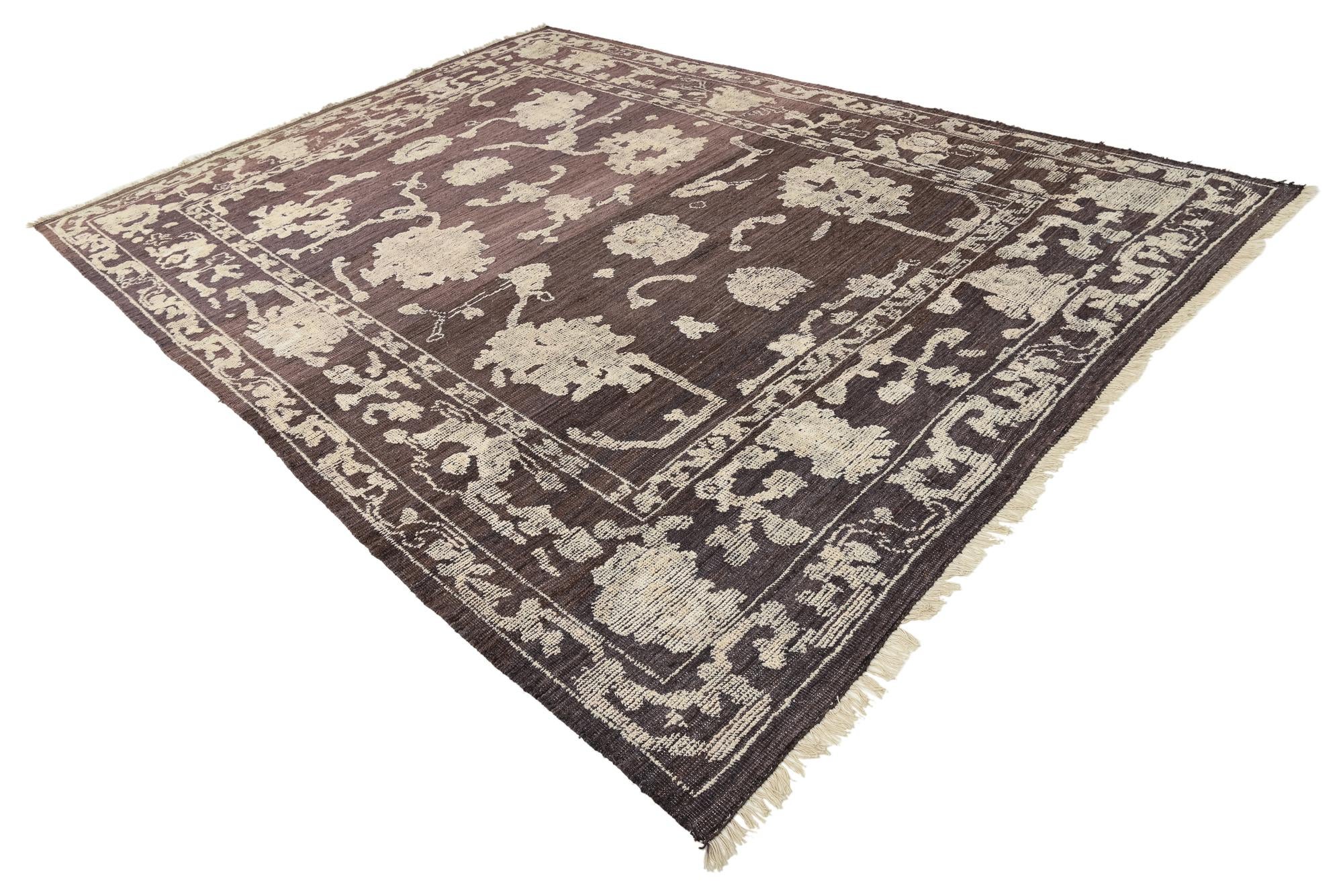 8' 9 x 12' 2 Hand Knotted Oushak Wool Rug