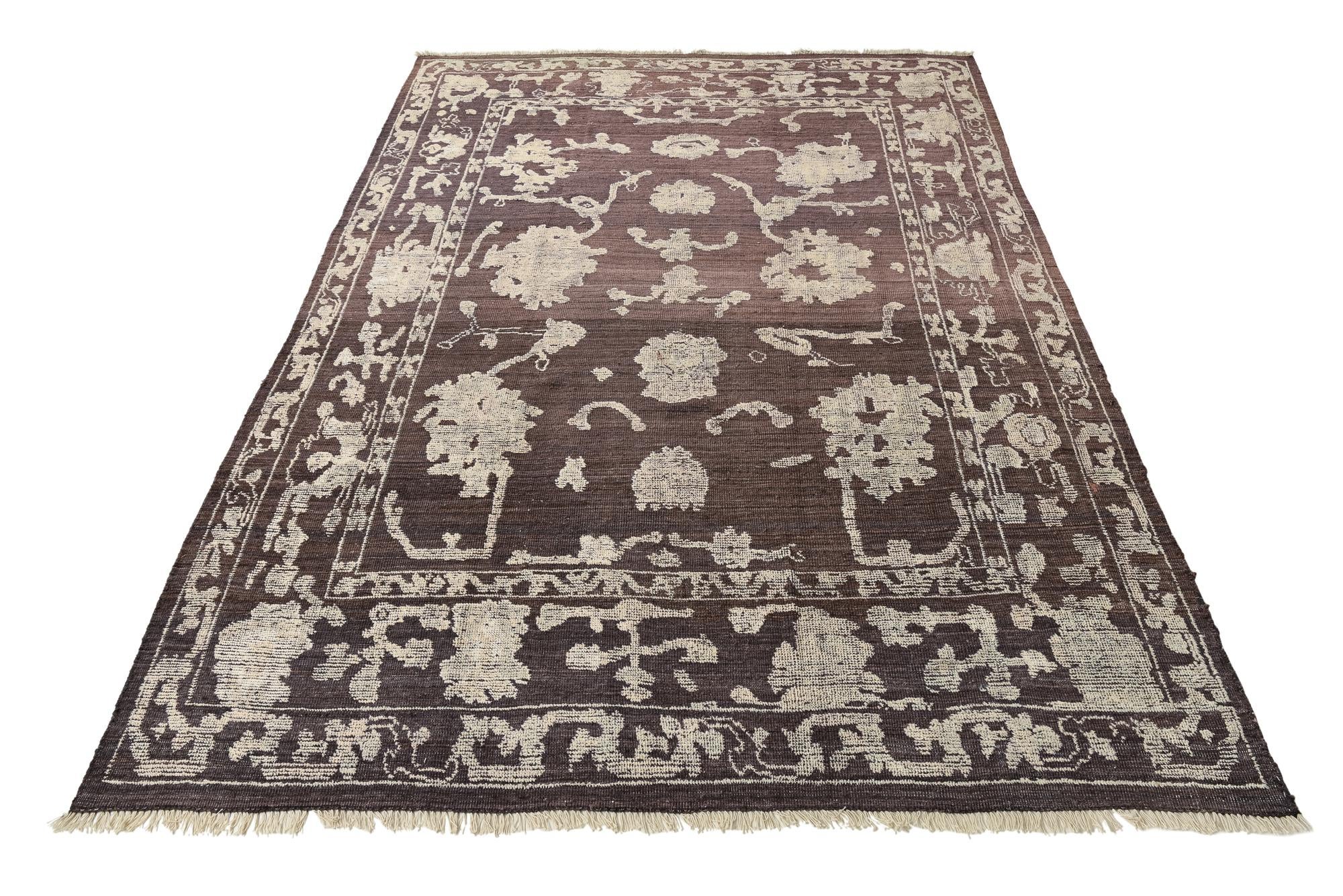 8' 9 x 12' 2 Hand Knotted Oushak Wool Rug
