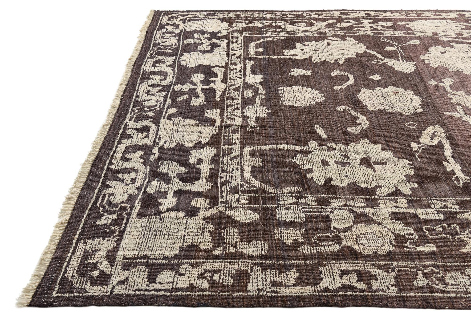 8' 9 x 12' 2 Hand Knotted Oushak Wool Rug