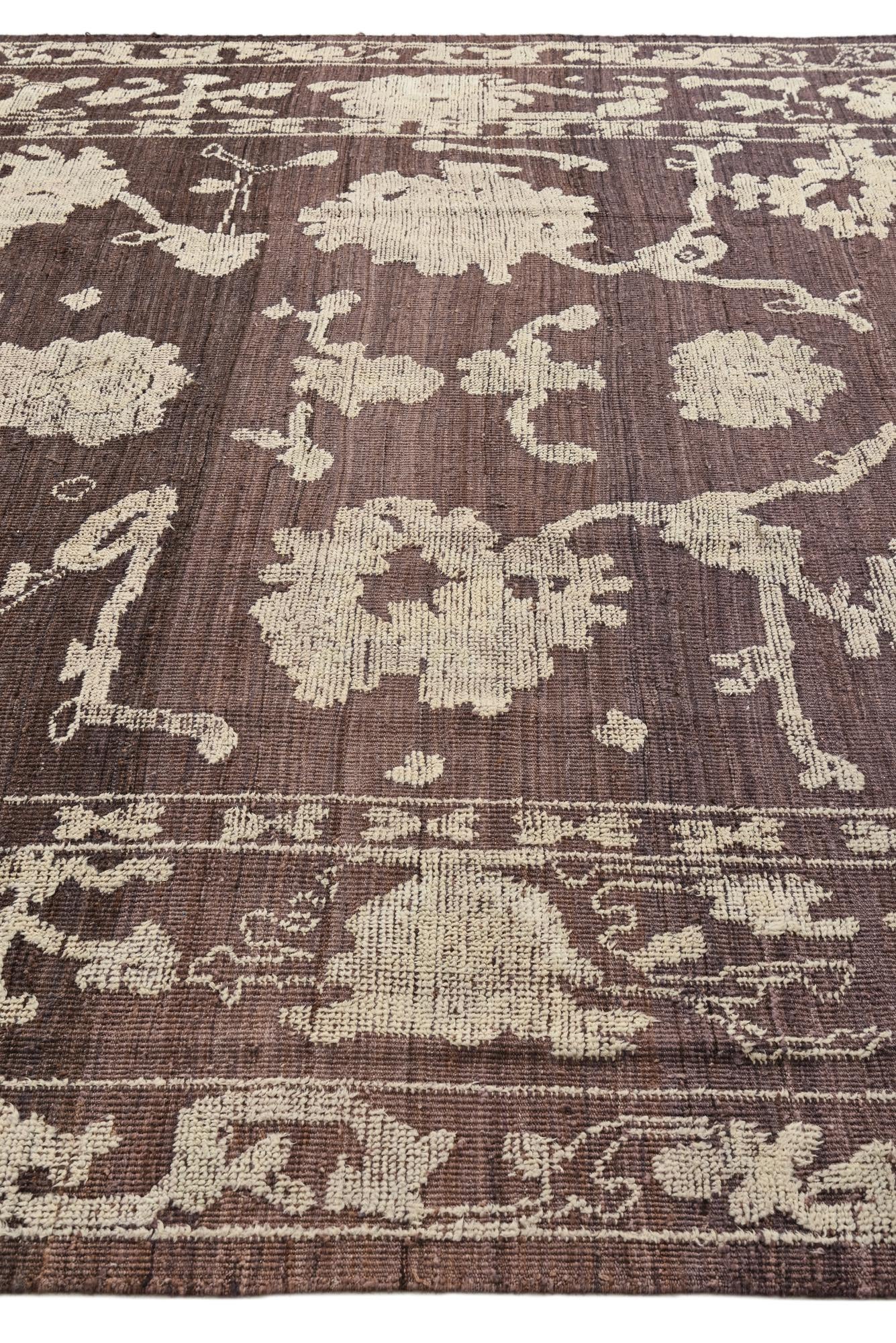 8' 9 x 12' 2 Hand Knotted Oushak Wool Rug