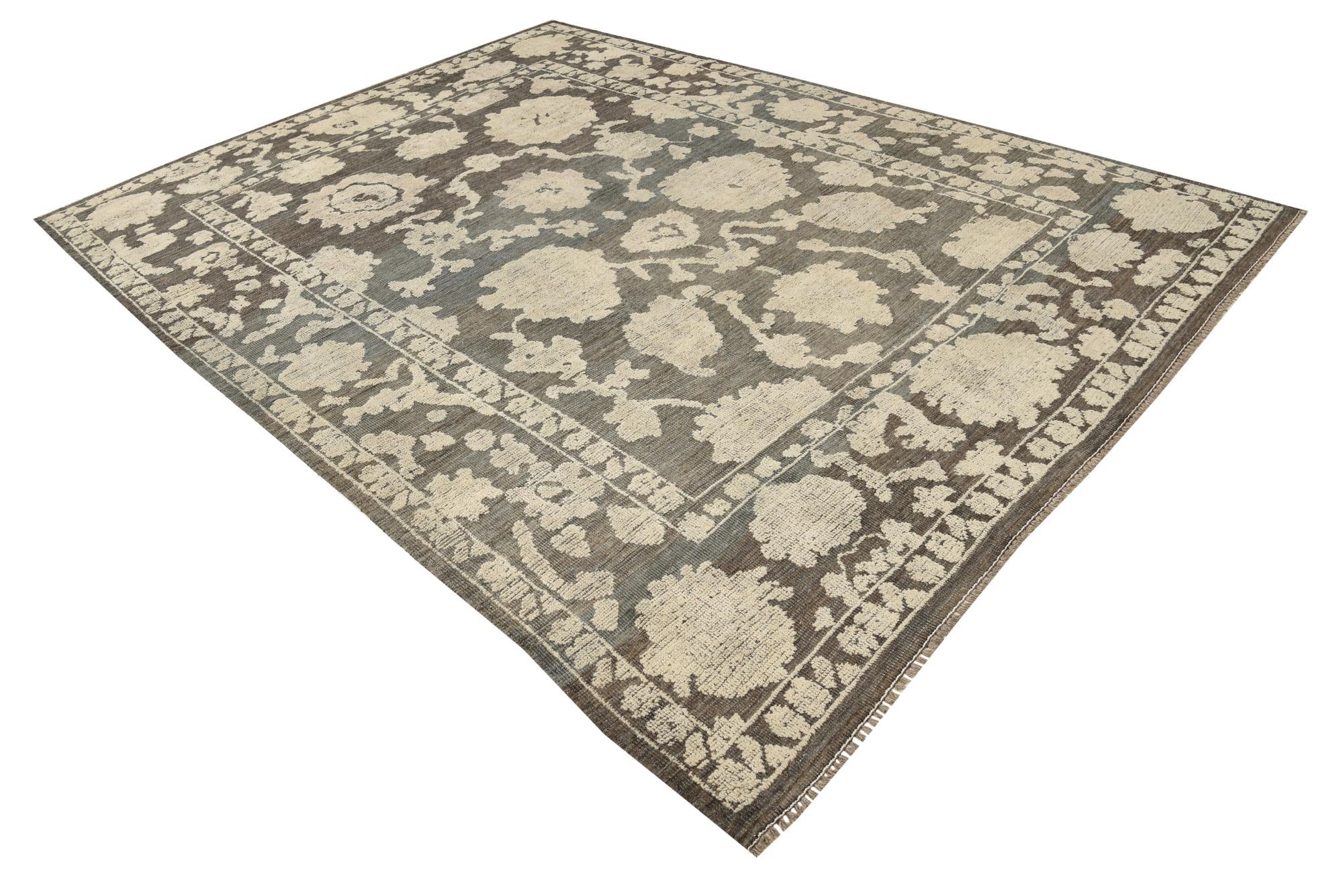 9' x 12' 4 Hand Knotted Oushak Wool Rug