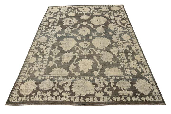 9' x 12' 4 Hand Knotted Oushak Wool Rug