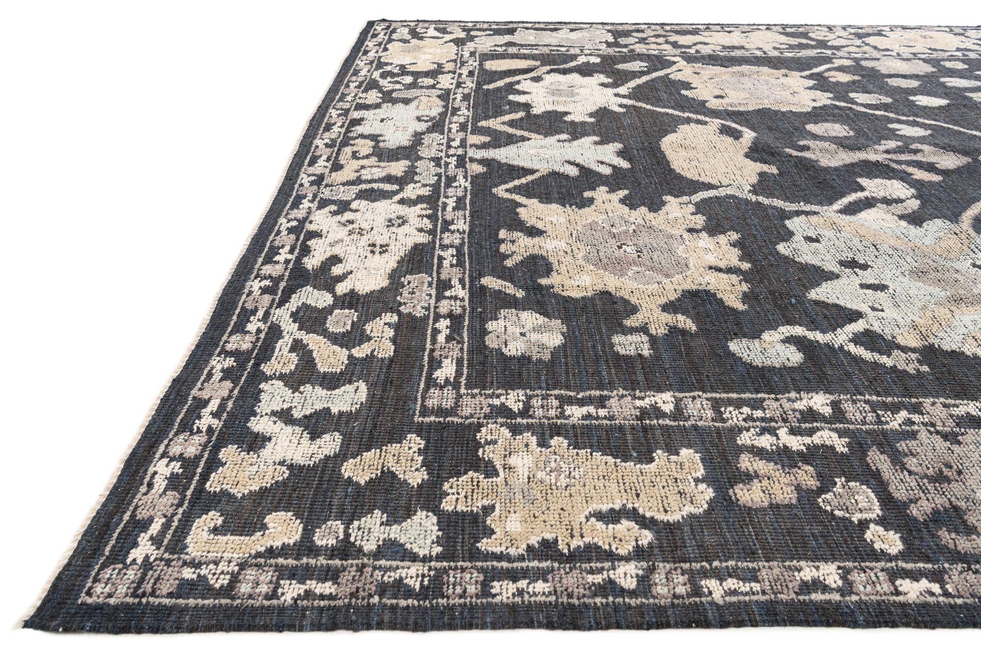 9' 2 x 12' 4 Hand Knotted Oushak Wool Rug