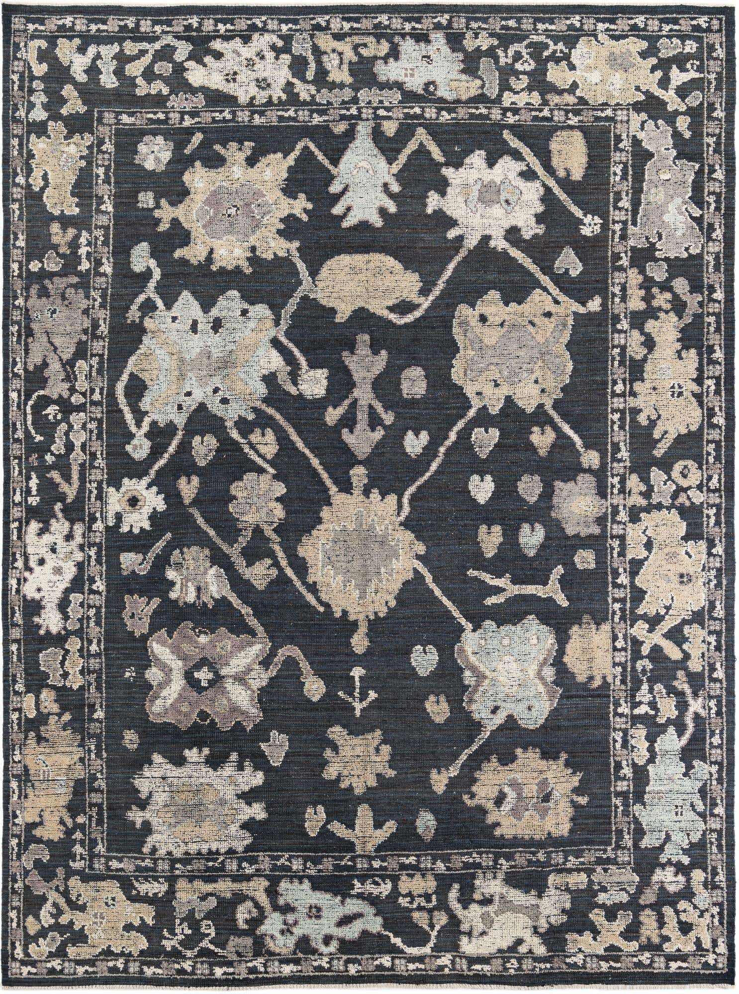 9' 2 x 12' 4 Hand Knotted Oushak Wool Rug