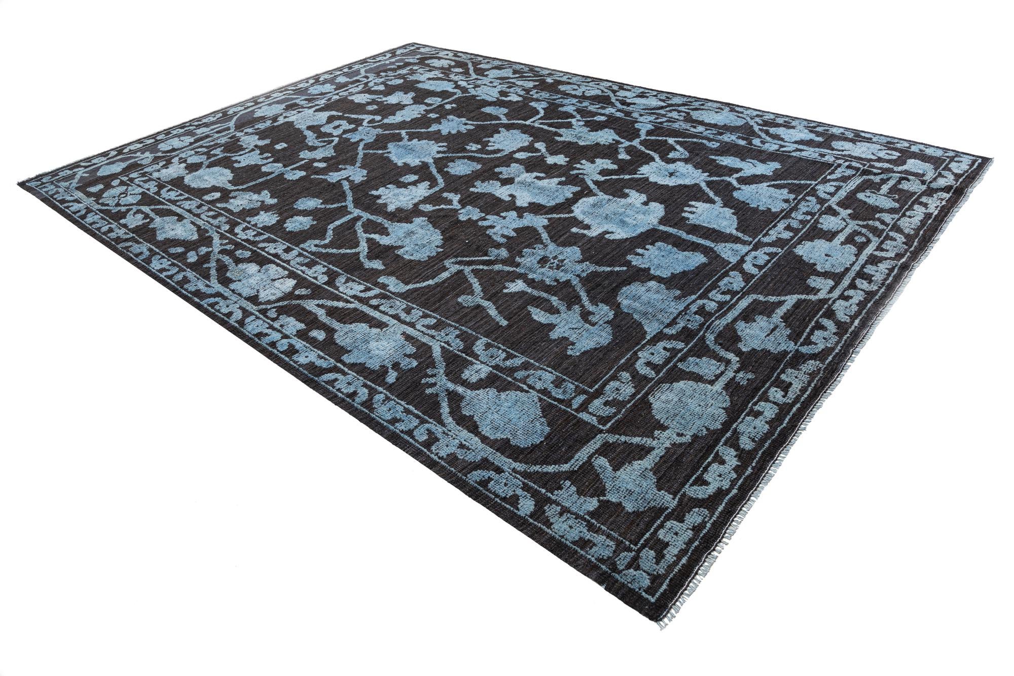9' 1 x 12' 4 Hand Knotted Oushak Wool Rug