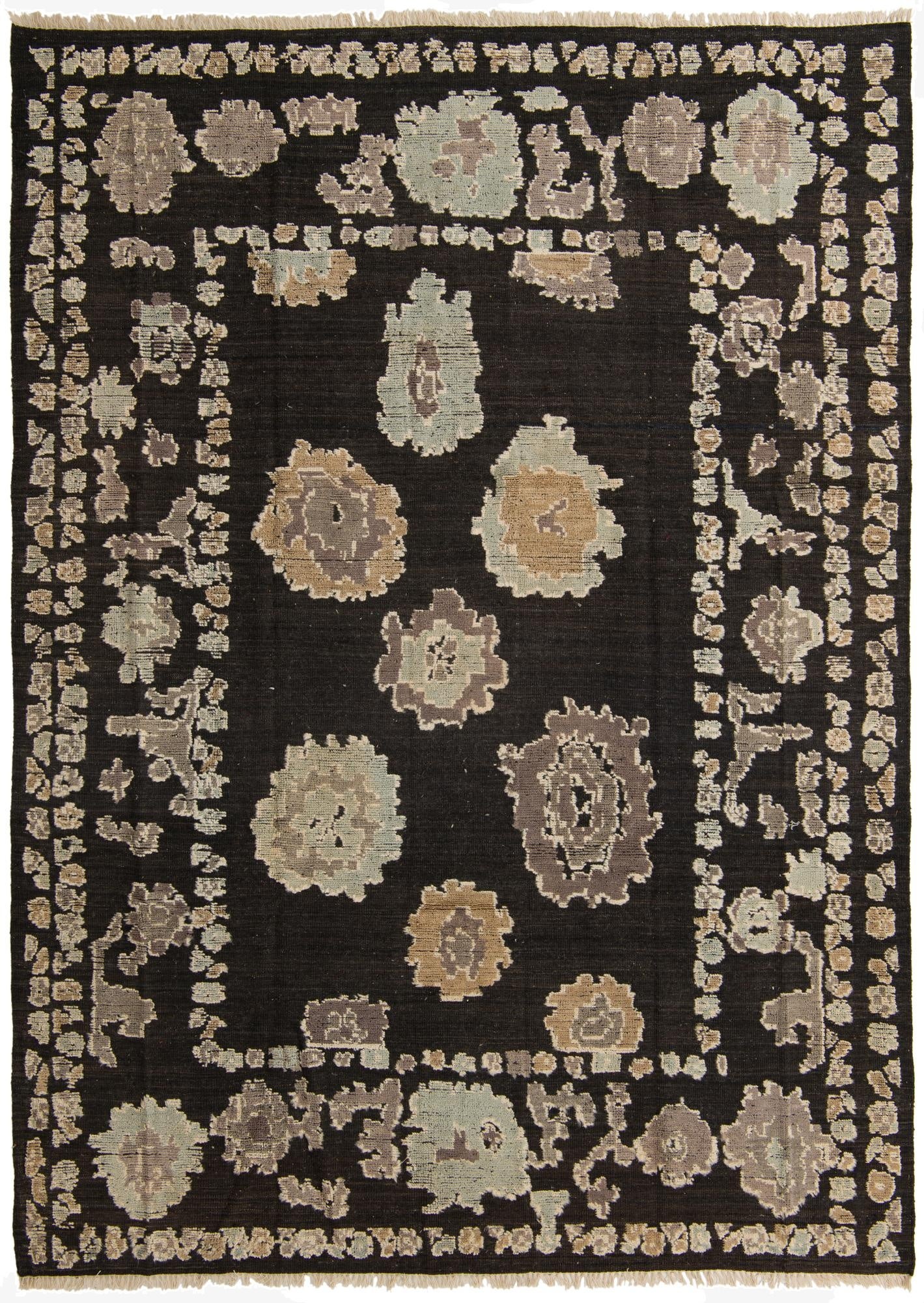 9' x 12' 5  Hand Knotted Oushak Wool Rug