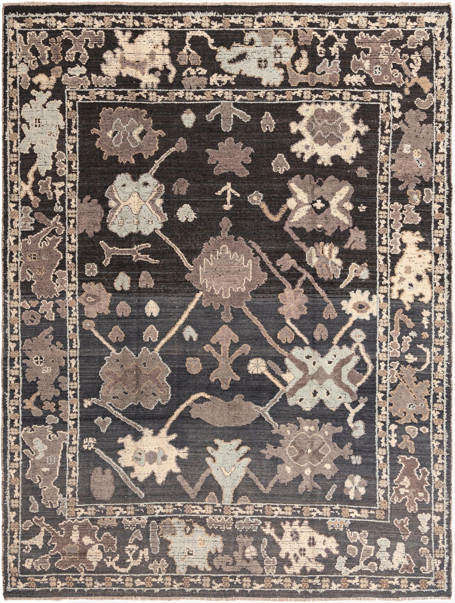 9' 5 x 12' 4  Hand Knotted Oushak Wool Rug