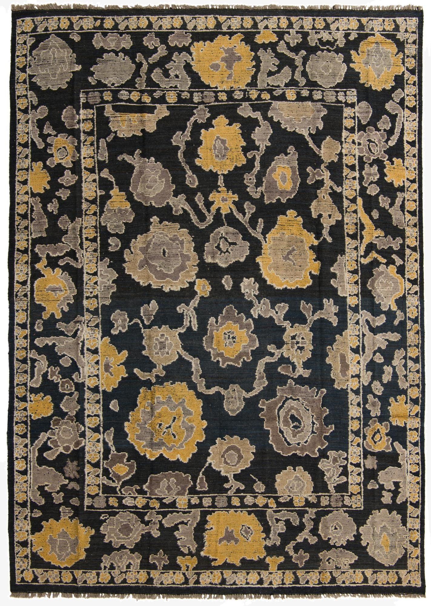 9' x 12' 6  Hand Knotted Oushak Wool Rug