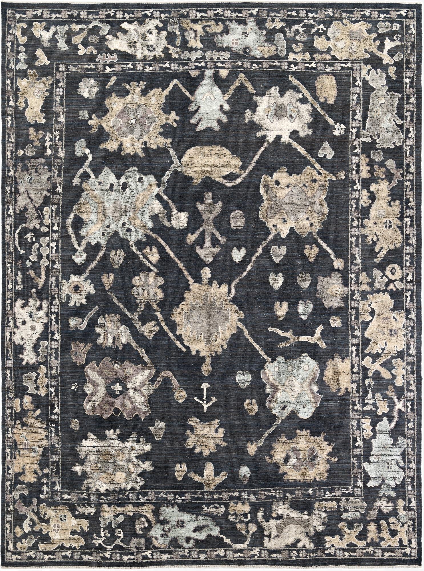 9' 2 x 12' 4  Hand Knotted Oushak Wool Rug