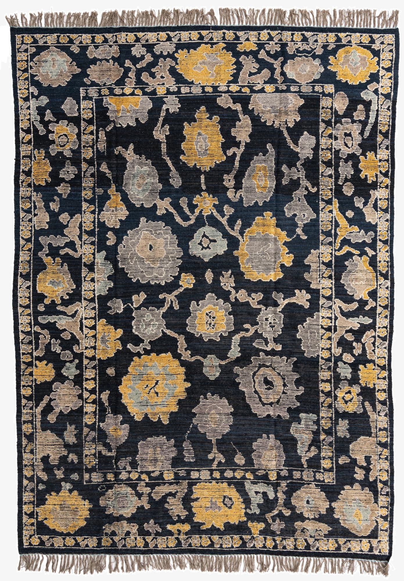 9' x 12' 6  Hand Knotted Oushak Wool Rug