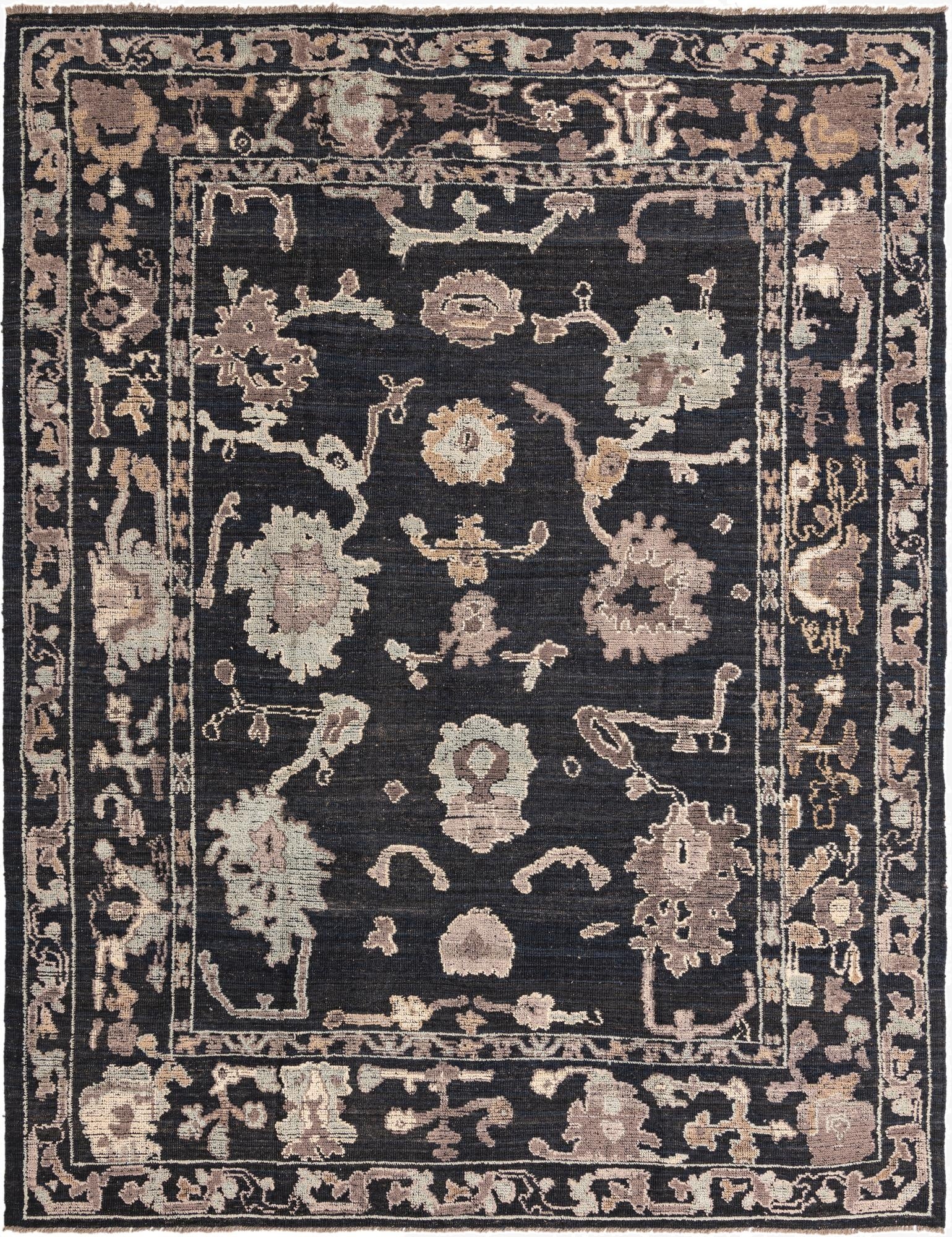 9' 5 x 12' 2  Hand Knotted Oushak Wool Rug