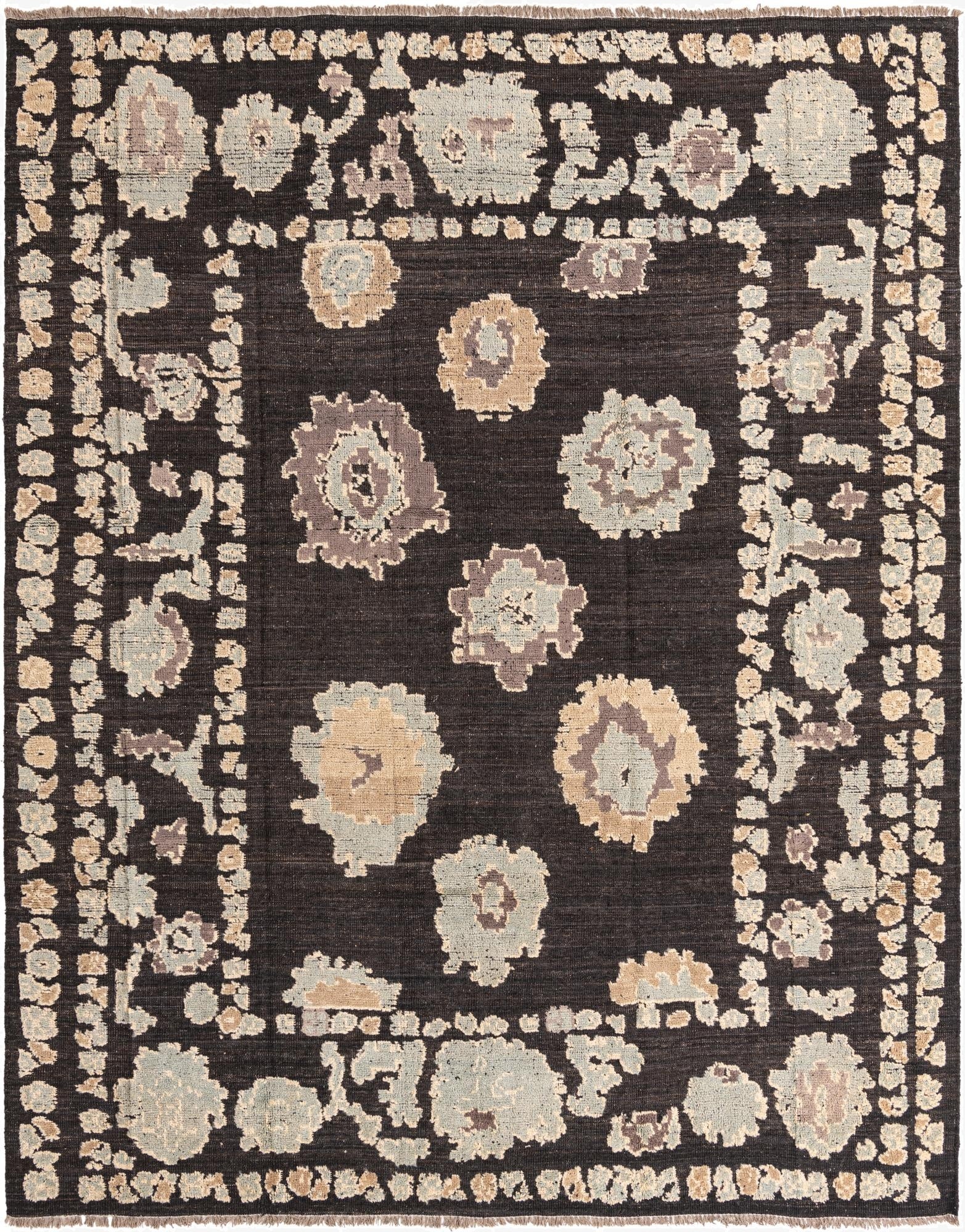 9' 3 x 11' 10  Hand Knotted Oushak Wool Rug