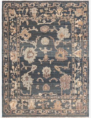 9' 1 x 12' 1 Hand Knotted Oushak Wool Rug