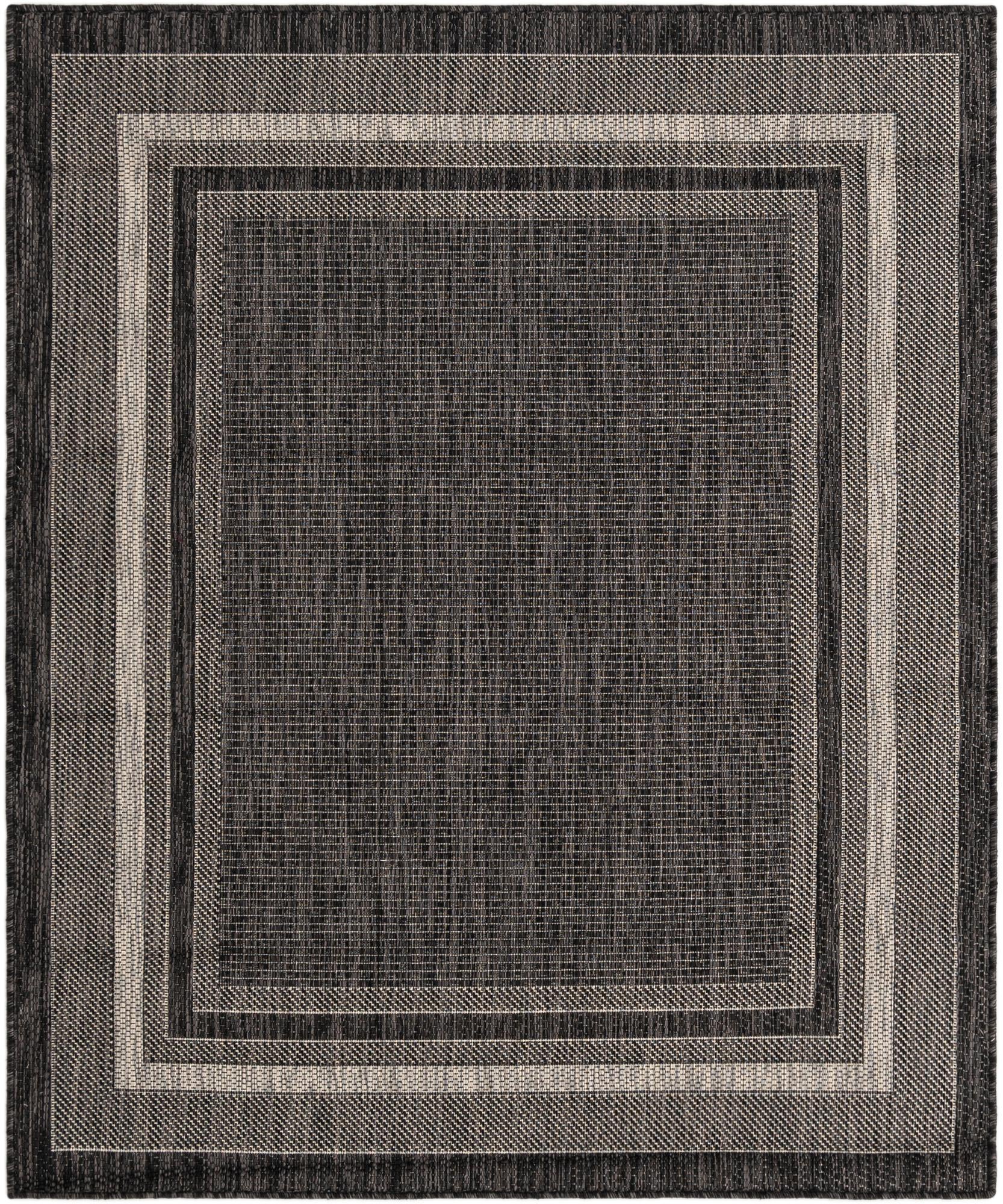 Black Easy-Clean Border Indoor / Outdoor Rug