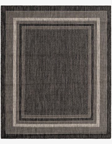 Black Easy-Clean Border Indoor / Outdoor Rug
