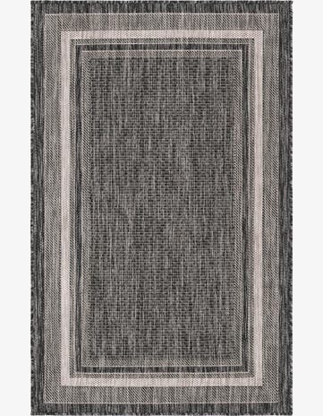 Black Easy-Clean Border Indoor / Outdoor Rug