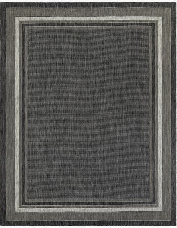 Black Easy-Clean Border Indoor / Outdoor Rug