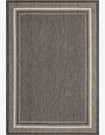 Black Easy-Clean Border Indoor / Outdoor Rug