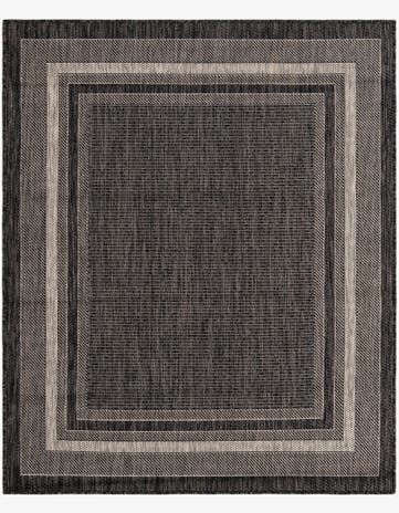 Black Easy-Clean Border Indoor / Outdoor Rug