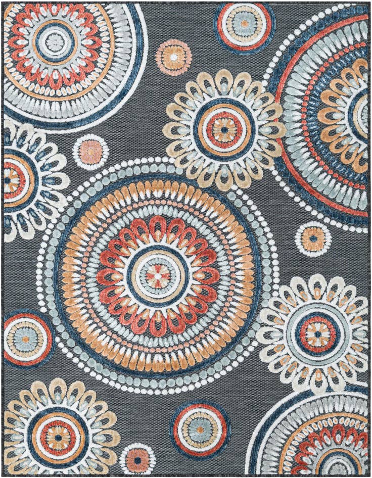 Detail image of 4' 5 x 6' Easy-Clean Botanical Indoor / Outdoor Rug