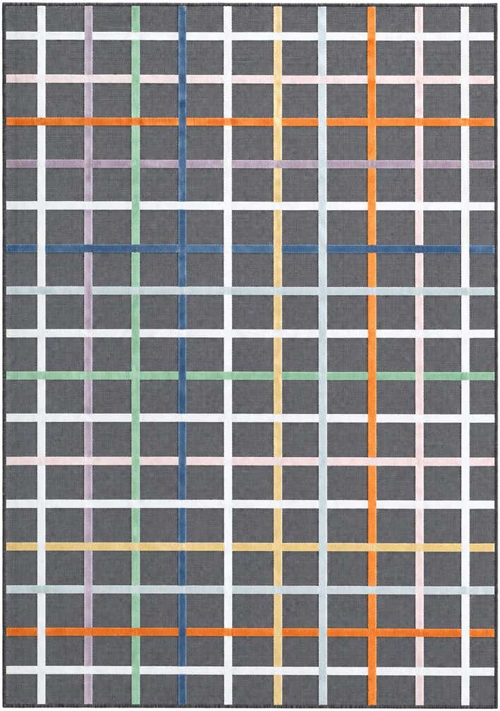 195cm x 275cm Easy-Clean Checkered Indoor / Outdoor Rug