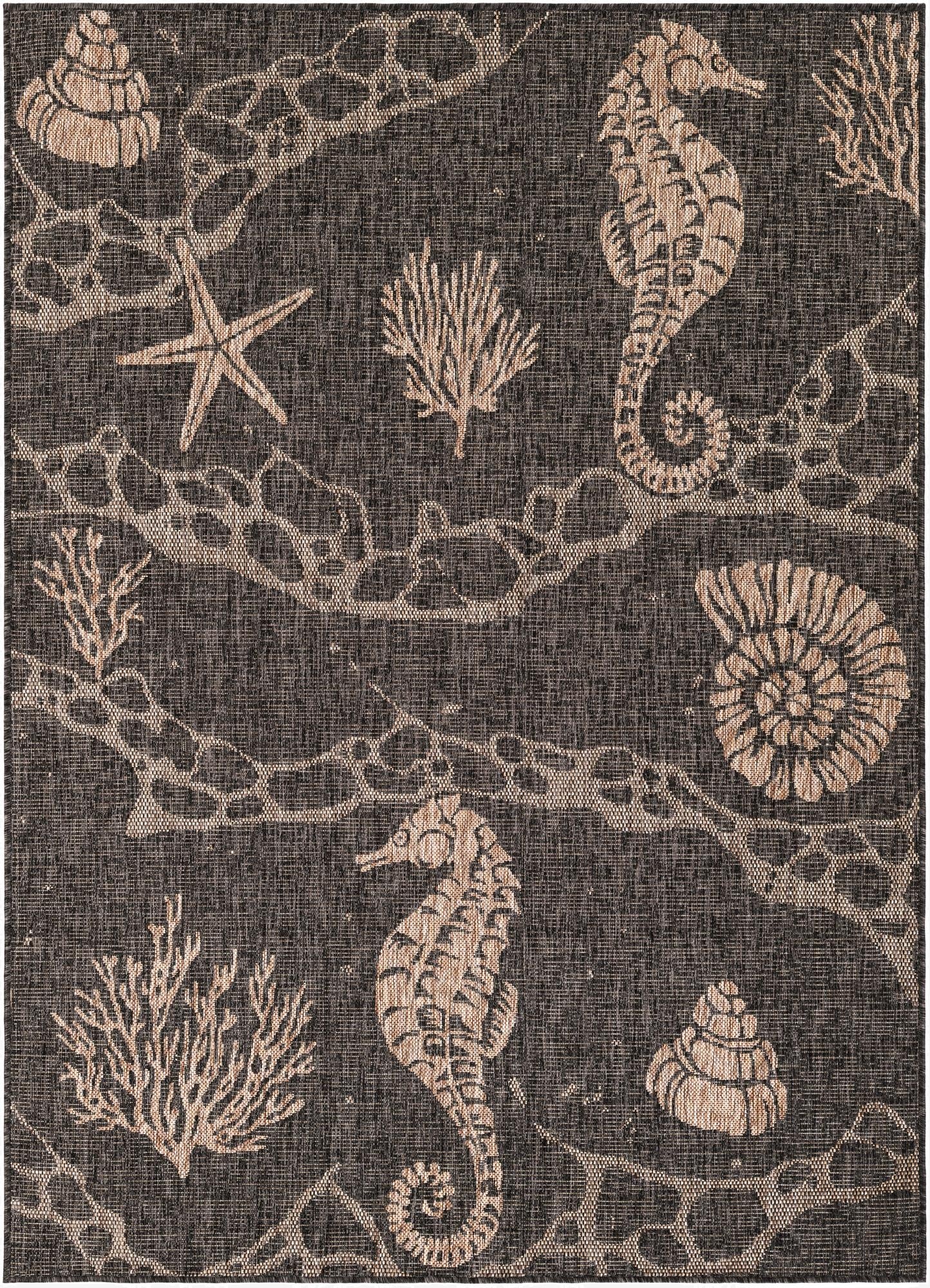 Primary image 5' 3 x 7'  Washable Coastal Indoor / Outdoor Rug