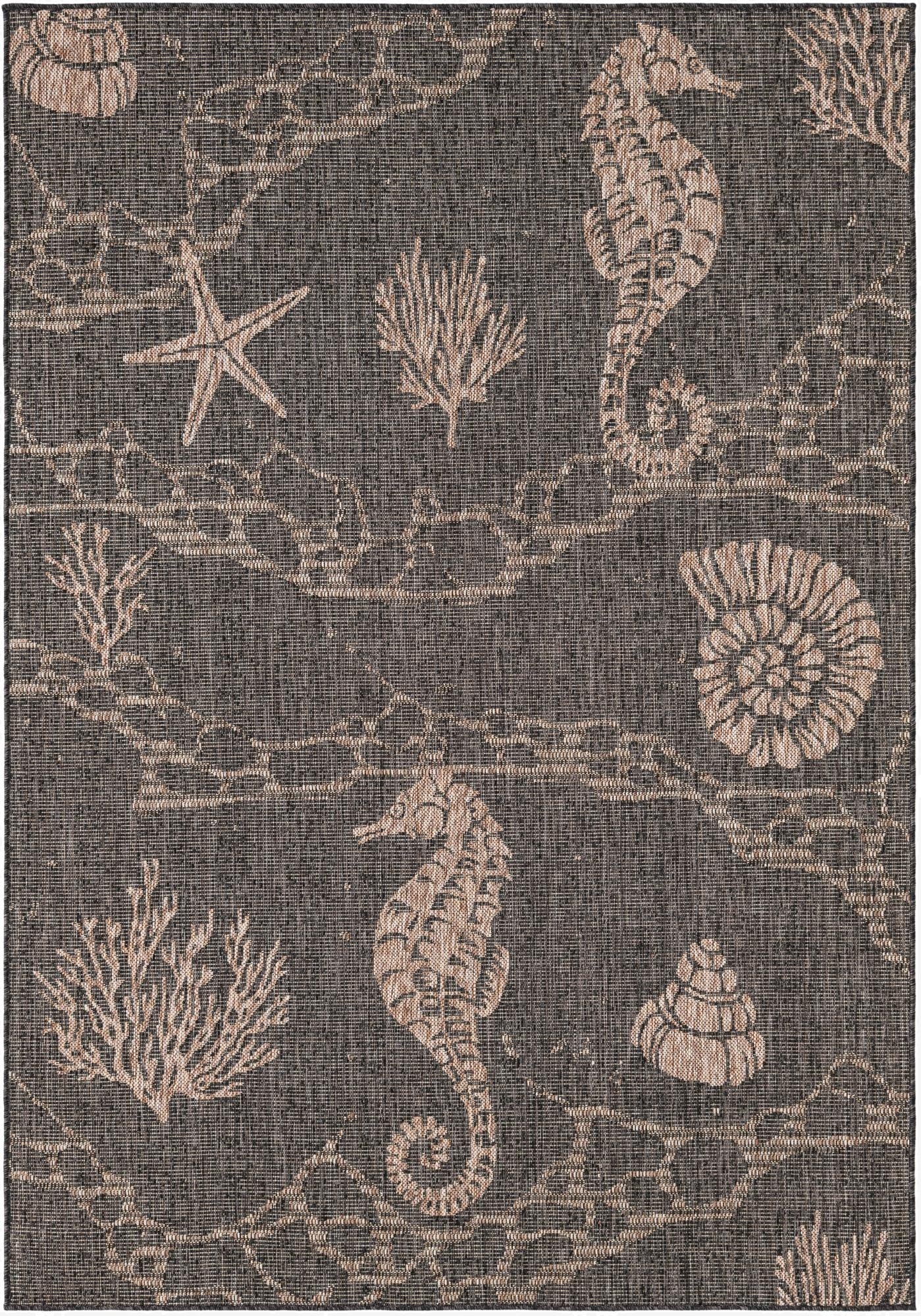 Primary image 5' 3 x 8'  Washable Coastal Indoor / Outdoor Rug