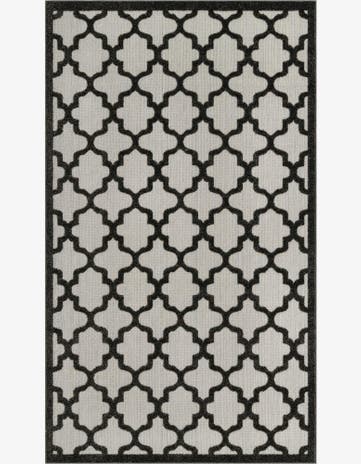 Black Easy-Clean Lattice Indoor / Outdoor Rug