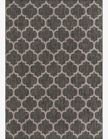 Black Easy-Clean Lattice Indoor / Outdoor Rug