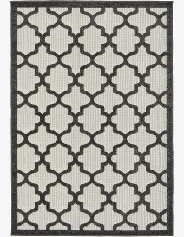 Black Easy-Clean Lattice Indoor / Outdoor Rug
