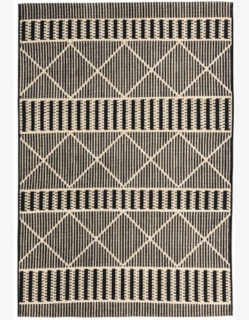 Black Easy-Clean Lattice Indoor / Outdoor Rug