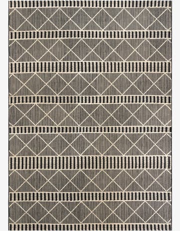 Black Easy-Clean Lattice Indoor / Outdoor Rug
