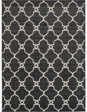 Black Easy-Clean Lattice Indoor / Outdoor Rug