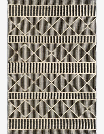 Black Easy-Clean Lattice Indoor / Outdoor Rug