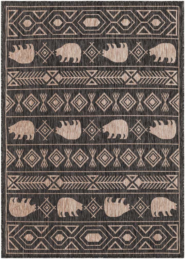 5' 3 x 7' Easy-Clean Southwestern Indoor / Outdoor Rug