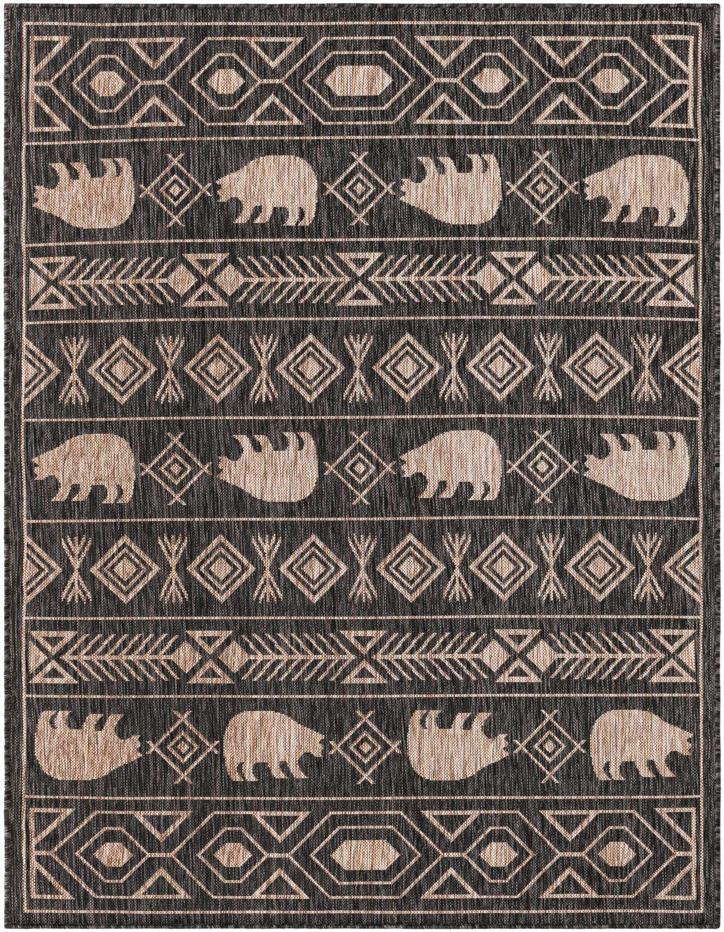 5' 3 x 7' Easy-Clean Southwestern Indoor / Outdoor Rug