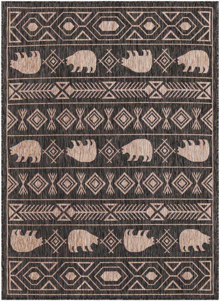 5' 3 x 7' Easy-Clean Southwestern Indoor / Outdoor Rug