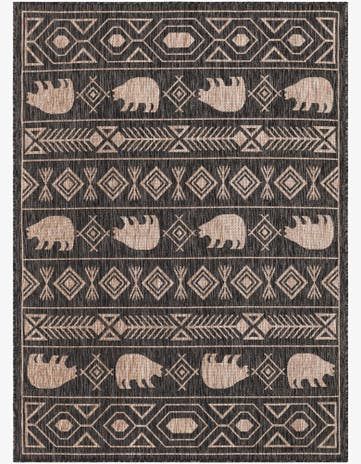 Black Easy-Clean Southwestern Indoor / Outdoor Rug